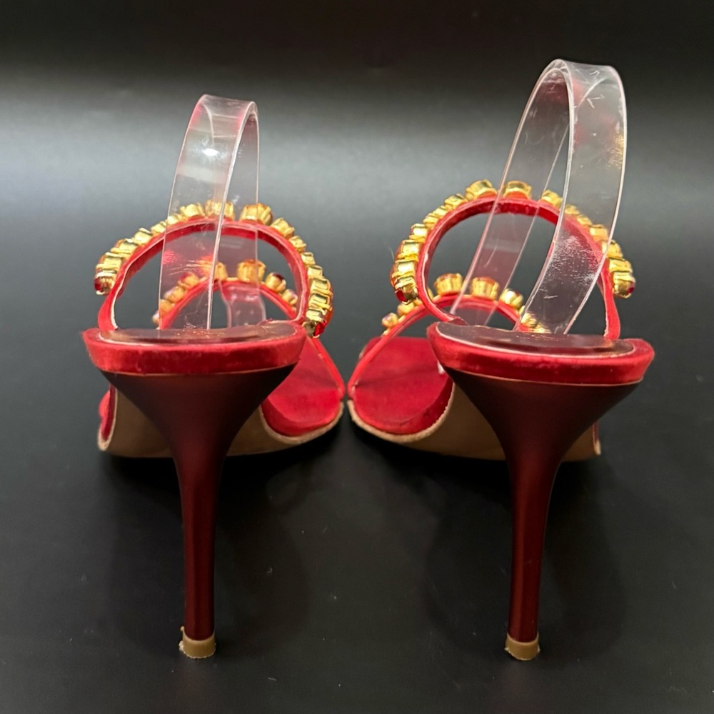 Giuseppe Zanotti Red Heels with Gold Accents - Picture 9 of 16